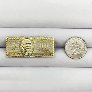 Anillo de Dos Dedos con Diseño de Billetes de $100, Chapado en Oro de 14K, Latón, 100% Cobre Puro Fundido, Regalo de Boda para Hombres, Mujeres, Unisex - Product Image 3