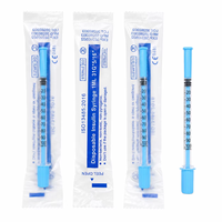 Seringues jetables de qualité médicale stériles bleues, vertes, jaunes avec aiguille 1 ml, 0,5 ml, 0,3 ml en acier inoxydable