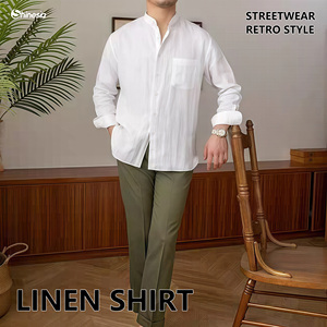 <span class=keywords><strong>Camicia</strong></span> Casual da Uomo in Lino a Maniche Lunghe Personalizzata Shinesia, Blusa in Lino Puro Oversize, <span class=keywords><strong>Camicia</strong></span> in Cotone e Lino <span class=keywords><strong>per</strong></span> Uomo - Product Image 1