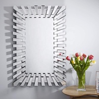 Miroir mural classique argenté, plat et rectangulaire, de forme carrée, avec fermeture éclair, pour le salon