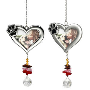 Atacado Crystal Sun Catcher Silver Heart <span class=keywords><strong>Frame</strong></span> Sun Catchers Pet Dog Cat Memory <span class=keywords><strong>Frame</strong></span> <span class=keywords><strong>Suncatcher</strong></span> com Paw Claw para Decoração - Product Image 1