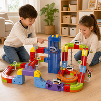 Ensemble de train électrique 123 pièces, blocs de construction magnétiques STEM, jouet pour enfants garçons, circuit ferroviaire à plusieurs niveaux, assemblage DIY