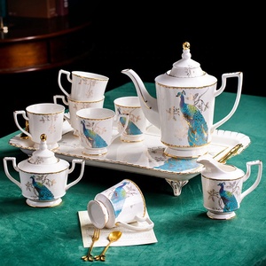 Low Price Discount European Luxury Peacock Pattern Afternoon Tea Ceramic Tea <b>Set</b> - Product Image 1