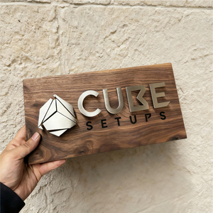 Walnut Wood Metal 3D Letter Sign Brand Shop Sign Commercial Wall Decor <strong>Door</strong> <strong>Plate</strong> - Product Image 1