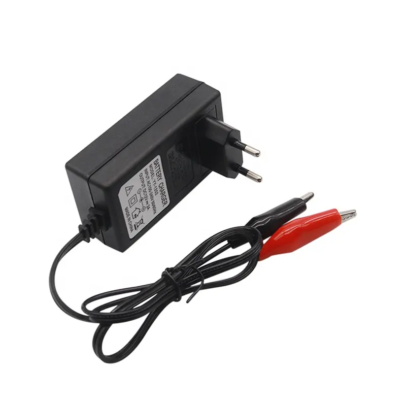 מיני SLA אטום עופרת חומצת סוללה מטען 12V שלושה שלבים עם קליפים תנין 13.8V 14.6V 14.8V 2A תשלום מהיר עם חרס מהדק