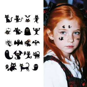 Autocollant <span class=keywords><strong>tatouage</strong></span> temporaire Halloween chauve-souris Halloween <span class=keywords><strong>chat</strong></span> <span class=keywords><strong>noir</strong></span> dessin animé <span class=keywords><strong>tatouage</strong></span> étanche adapté au visage bras doigt - Product Image 3