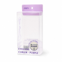 Emballage en plastique PET transparent pour boîte de recourbe-cils violet avec trou de suspension de haute qualité, étui de présentation transparent pour usage commercial