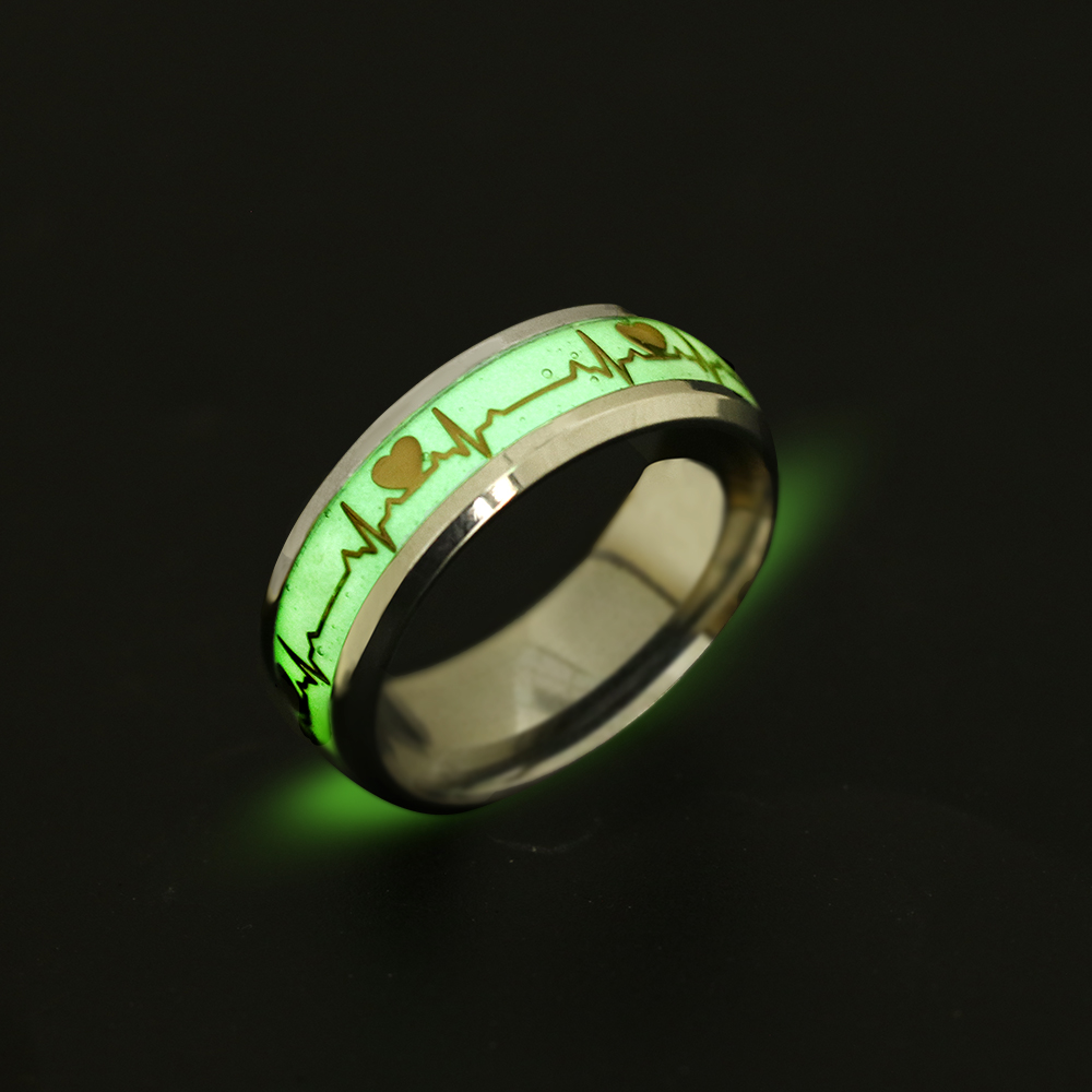 Fashion Florescent Night Glowing Jesus Stainless Steel Ring Personality Original Fashion Florescent Night Glowing Jesus Stainless Steel Ring Personality Original
