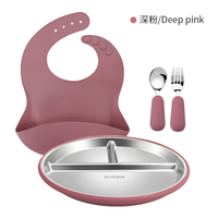Assiette de salle à manger pour enfants moderne en acier inoxydable 304 de 9 pouces sans BPA assiettes divisées pour tout-petits manchons en silicone amovibles Base d'aspiration
