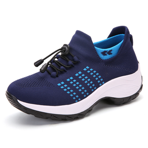 Chaussures <span class=keywords><strong>compensées</strong></span> confortables pour femmes avec empeigne en tricot, idéales pour un usage quotidien et une tenue décontractée toute la journée - Product Image 5