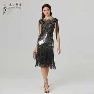 Elegante <span class=keywords><strong>Abito</strong></span> da Festa <span class=keywords><strong>con</strong></span> Paillettes e <span class=keywords><strong>Frange</strong></span> per Donne, Stile Vintage Gatsby - Product Image 1