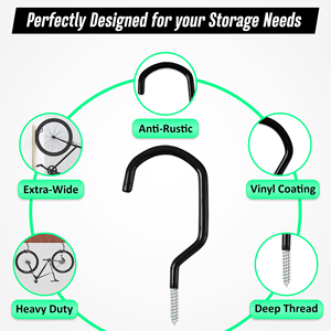 Crochets utilitaires et de <span class=keywords><strong>rangement</strong></span> pour vélos de <span class=keywords><strong>garage</strong></span> robustes-5.7 pouces pour mur et <span class=keywords><strong>plafond</strong></span> de <span class=keywords><strong>garage</strong></span>-Crochets de <span class=keywords><strong>garage</strong></span> - Product Image 4