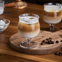 Verre à pied en cristal style Ins, fait main, pour café, restaurant, jus, yaourt, cocktail, idéal pour la maison et le bar