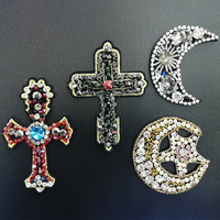 Accessoires de vêtements en PVC 3D, patchs à coudre à la main, lune, perles, strass, décorations pour chapeaux, sacs