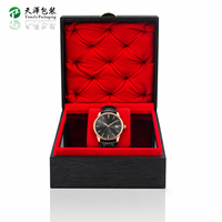 Boîte à montre en bois texturé noir personnalisée pour emballage cadeau de marque de montres de luxe, boîte de rangement pour montre unique avec logo personnalisé OEM