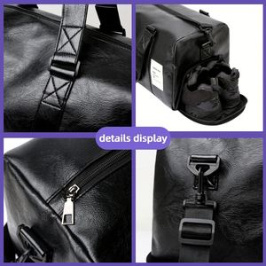 High Quality PU Leather Foldable Lightweight Durable Fashion Travel <b>Bag</b> Zipper Closure 20-35L <b>Large</b> Capacity Sports Travel <b>Bag</b> - Product Image 3