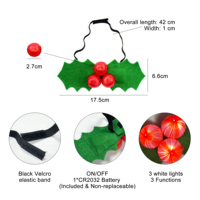 Nœud papillon lumineux 17,5 cm en forme de feuille de lierre, accessoire de costume pour fêtes de Noël et célébrations