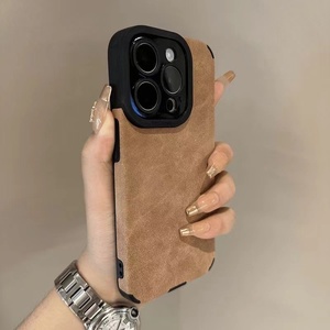Custodia per telefono in pelle di agnello di lusso per <span class=keywords><strong>iPhone</strong></span> 17 16 15 14 13 12 <span class=keywords><strong>11</strong></span> Pro Max Mini X XS XR, <span class=keywords><strong>cover</strong></span> in silicone morbido tinta unita stile retrò - Product Image 2