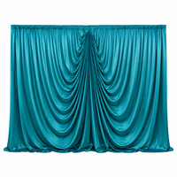 Rideau de fond de scène de mariage pré-fabriqué en soie laiteuse turquoise, draperie luxueuse pour la rentrée scolaire, Diwali, événements scéniques et décoration de photomaton