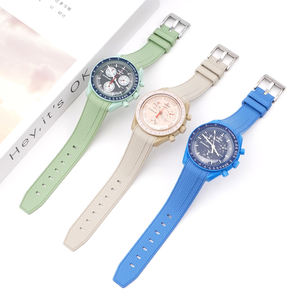 Bracelet de montre personnalisé en Silicone de haute qualité, extrémité incurvée de 20mm pour Omega Joint moonwatch - Product Image 4