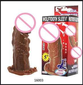 Crystal Lock Essenz <span class=keywords><strong>Brown</strong></span> Wolf Zahn Set Männliche Masturbation Massage Sex Tool G-Punkt Soft Extended <span class=keywords><strong>Penis</strong></span> Ärmel - Product Image 6