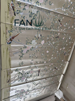 Papier peint de luxe en soie véritable avec fleurs et oiseaux peints à la main