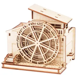 Puzzle en bois 3d en Trois dimensions Puzzle Diy Modèle Schéma Creative Windmill Clockwork Music Box Porte-Stylo