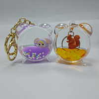Porte-clés Acrylique Personnalisé avec Figurine Flottante Liquide Colorée, Design Horloge Réveil Mignonne et Animal de Dessin Animé, Pendentif pour Sac à Dos, Décoration d'Intérieur, Cadeau