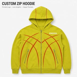 Sweat à capuche zippé streetwear personnalisé, fabrication OEM, impression sérigraphique, motif graphique, poches zippées pour personnalisation de marque - Product Image 1