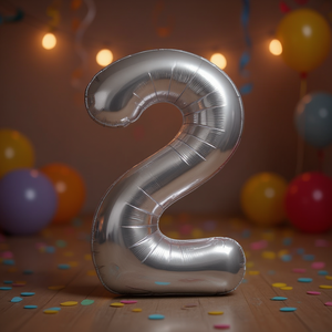 Party Love <b>Silver</b> Number 2 <b>Balloon</b> 80cm Foil Birthday Party Decoration - Product Image 2