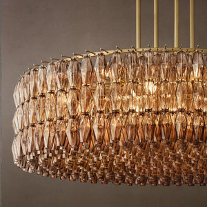 Retro Round Smoke Glass Chandelier For American Home Living Room Kitchen Island Metal Designer Glass Luxury Chandelier - Product Image 3