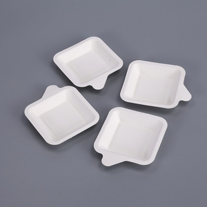 Vaisselle jetable personnalisée en pulpe de canne à sucre, assiettes carrées compostables 100% biodégradables pour fêtes - Product Image 4