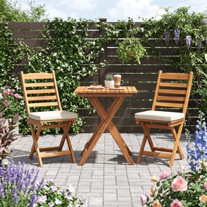 Chaise de jardin pliante minimaliste en teck avec dossier, personnalisable, pour terrasse extérieure, avec coussin de siège - Product Image 3