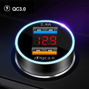 อะแดปเตอร์ชาร์จในรถยนต์แบบแม่เหล็กคู่ QC3.0 2.4A ชาร์จเร็ว 15W ดิจิตอล รูปทรงกลม สำหรับช่องจุดบุหรี่ - Product Image 5