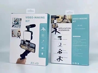 Mini trépied avec clip pour téléphone, kit vidéo pour appareil photo, lumière d'appoint pour selfie, microphone extensible léger pour vlog et diffusion en direct