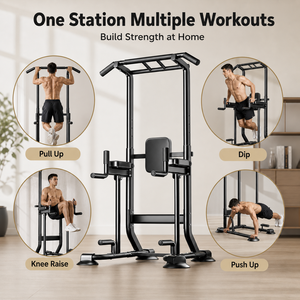 Estación de Dominadas Multifuncional de Acero al Carbono con 6 Niveles de Altura, Torre de Ejercicios para Entrenamiento con <span class=keywords><strong>Peso</strong></span> <span class=keywords><strong>Corporal</strong></span> en Casa - Product Image 1