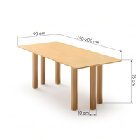Table à manger rectangulaire en bois extensible moderne et minimaliste de 140 à 200 cm, capacité 6 à 8 personnes, robuste et pratique, personnalisable