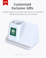 Cadeau de Noël populaire chargeur sans fil Dock 15W avec porte-stylo de bureau double sortie USB Logo personnalisé chargeur sans fil pour la maison