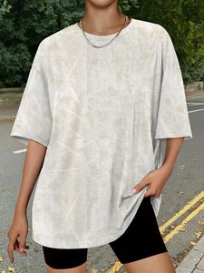T-shirt sport oversize à manches courtes pour femme, streetwear tendance, 100% polyester, haute qualité, imprimé graphique - Product Image 4