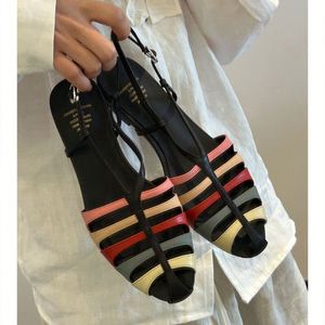 Niche Woven Hollow Color Block Closed Toe <b>Flat</b> Roman <b>Sandals</b> Women Versatile commuter Summer Outdoor Shoes - Product Image 1