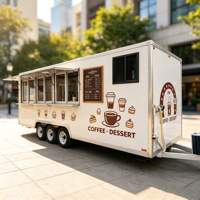 Maßgefertigter Box-Style Food Trailer Mobiler Kaffeewagen Voll Ausgestatteter Verkaufsstand Edelstahlrahmen Rostfrei Süßigkeiten-Chips-Kiosk