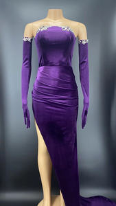 NOVANCE Y2279 abiti primaverili per le donne 2022 senza spalline di cristallo viola abito formale sirena abito da sera da ballo - Product Image 6