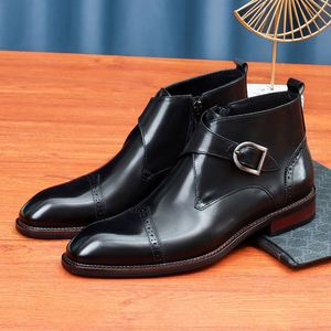 Bottines Chelsea imperméables pour hommes, style britannique, sur mesure, avec boucle de ceinture, pour l'automne et l'hiver - Product Image 1