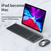 Teclado y Ratón Inalámbricos Multidispositivo con Modelo Dual en Árabe, Ruso y Coreano, Conjunto de Teclado y Ratón Inalámbricos para Computadora Portátil, PC y Tableta