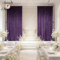 ANNIELU – Rideau de fond violet en velours froissé, idéal pour mariages, scènes, fêtes, salons professionnels et décorations événementielles – Vente en gros usine