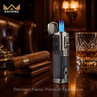 Briquet torche triple jet moderne coupe-vent rechargeable au butane pour cigares/cigarettes, moxibustion, cuisine, extérieur, multi-usage, vente en gros