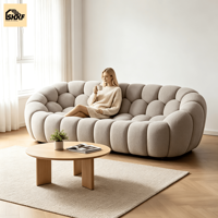 Ensemble de canapés modulaires personnalisables en forme de bulle nuageuse, avec dossier rond en tissu bouclé, pour salon, villa, hall d'hôtel