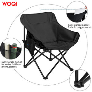 Chaise pliante d'extérieur Woqi en aluminium noir avec tissu Oxford, pour le camping et le jardin, avec porte-gobelet - Product Image 2