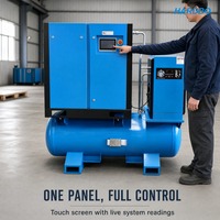 Compresseur d'air à vis monophasé 4-en-1 22KW 37KW 45KW 55KW avec réservoir, sécheur et filtre 380V/400V/220V Économie d'énergie 25% Faible niveau sonore