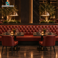 Bancs de restaurant capitonnés en cuir rouge bordeaux, chaises de restaurant, banquette longue, personnalisables pour hôtels, fabricant OEM Chine